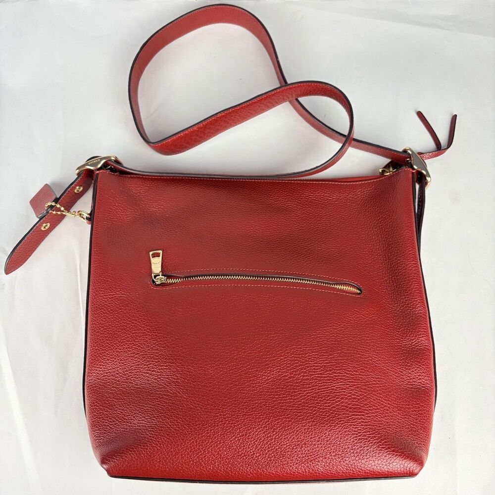 COACH C2818 Val Duffle Shoulder Bag in Pebble Red Leather 4"x12"x10" EUC - Picture 5 of 16